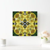 Gele Sleutelbloem Bloem Abstracte Kunst Vierkante Klok (Huis)