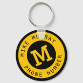 Gele sleutelhanger met monogram (Voorkant)