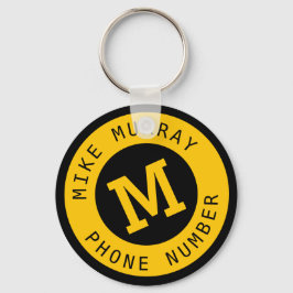 Gele sleutelhanger met monogram