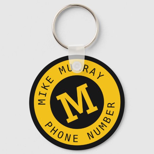 Gele sleutelhanger met monogram (Voorkant)