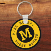 Gele sleutelhanger met monogram (Voorkant)