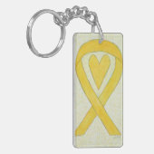 Gele Sleutelhanger voor aangepaste kunst met lint- (Voorkant Links)