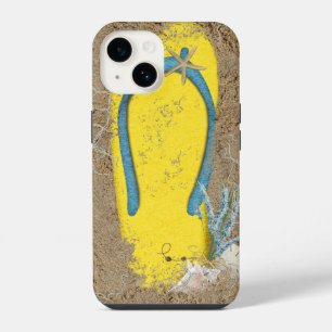 Gele slippers in zand iPhone 14 hoesje