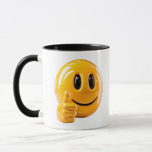 Gele Smiley Gezicht Duim Omhoog Illustratie Mok