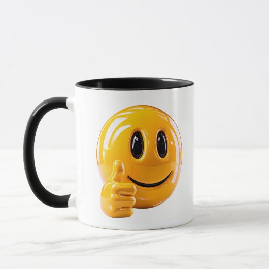 Gele Smiley Gezicht Duim Omhoog Illustratie Mok (Links)