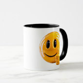 Gele Smiley Gezicht Duim Omhoog Illustratie Mok (Voorkant rechts)