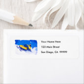 Gele sneeuwscooter in Blizzard Etiket (Insitu)