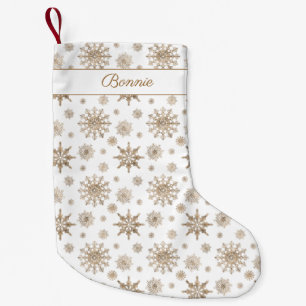 Gele Sneeuwvlokken Patroon & Aangepaste Naam Kleine Kerstsok
