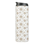 Gele Sneeuwvlokken Patroon & Aangepaste Naam Thermosbeker (Geroteerd rechts)
