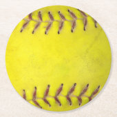 Gele Softbal Ronde Kartonnen Onderzetter (Voorkant)