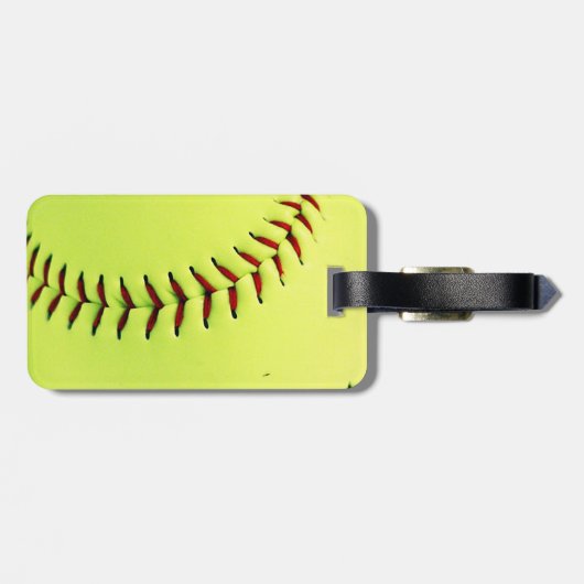 Gele softball bagagelabel (Achterkant horizontaal)
