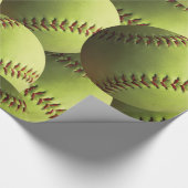 Gele Softball bekleed Cadeaupapier (Hoek)