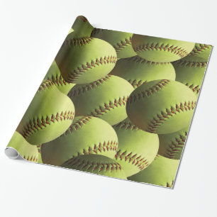 Gele Softball bekleed Cadeaupapier