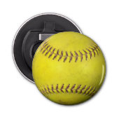 Gele Softball Button Flesopener (Voorkant)