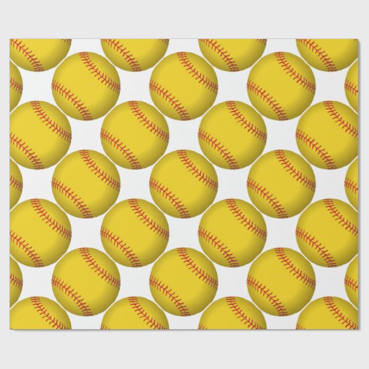 Gele Softball Cadeaupapier (Vlak)