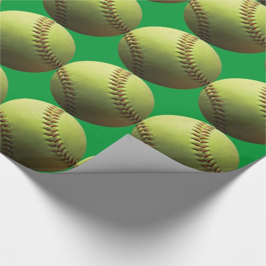 Gele Softball Cadeaupapier (Hoek)