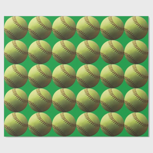 Gele Softball Cadeaupapier (Vlak)