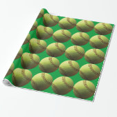 Gele Softball Cadeaupapier (Uitgerold)