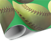 Gele Softball Cadeaupapier (Rol Hoek)