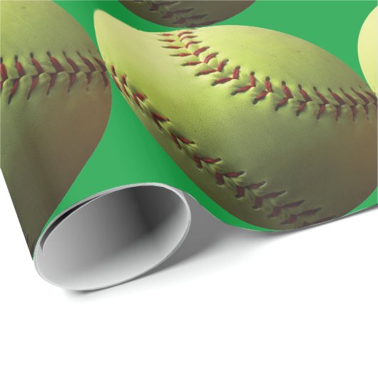 Gele Softball Cadeaupapier (Rol Hoek)