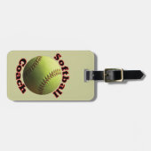 Gele Softball Coach-apparatuur Bagagelabel (Voorkant horizontaal)