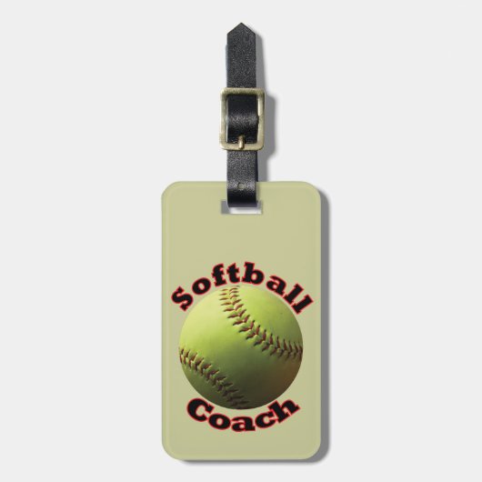 Gele Softball Coach-apparatuur Bagagelabel (Voorkant verticaal)