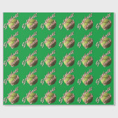 Gele Softball Coach op Field Green Cadeaupapier (Vlak)