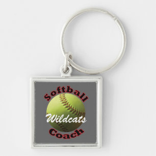 Gele Softball Coach Sleutelhanger