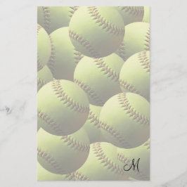 Gele Softball Fade met Initiaal Briefpapier