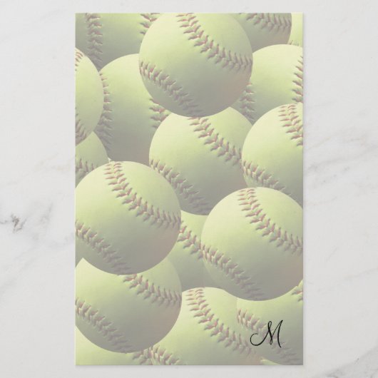 Gele Softball Fade met Initiaal Briefpapier (Voorkant)