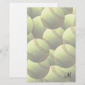 Gele Softball Fade met Initiaal Briefpapier (Voorkant / Achterkant)