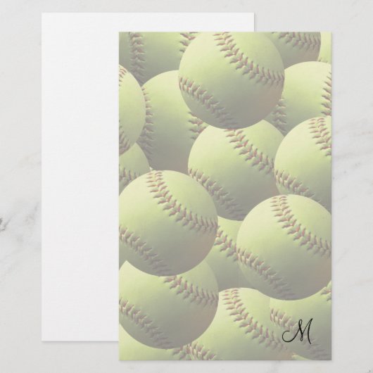 Gele Softball Fade met Initiaal Briefpapier (Voorkant / Achterkant)