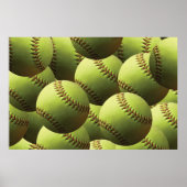 Gele Softball Fastpitch Multiball Poster (Voorkant)