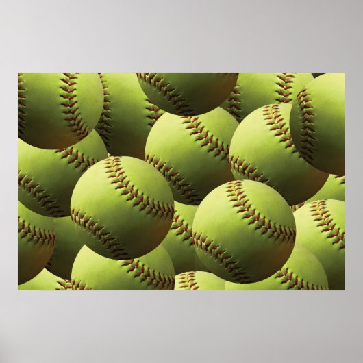 Gele Softball Fastpitch Multiball Poster (Voorkant)