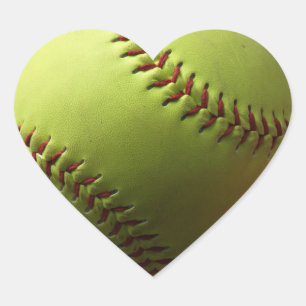 Gele Softball Hart Sticker
