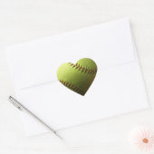 Gele Softball Hart Sticker (Envelop)