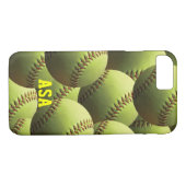 Gele Softball Multi Ball met naam Case-Mate iPhone Case (Achterkant (Horizontaal))