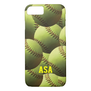 Gele Softball Multi Ball met naam Case-Mate iPhone Case