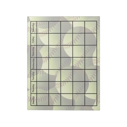 Gele Softball Multiball Calendar Blank Notitieblok (Linkerzijde)