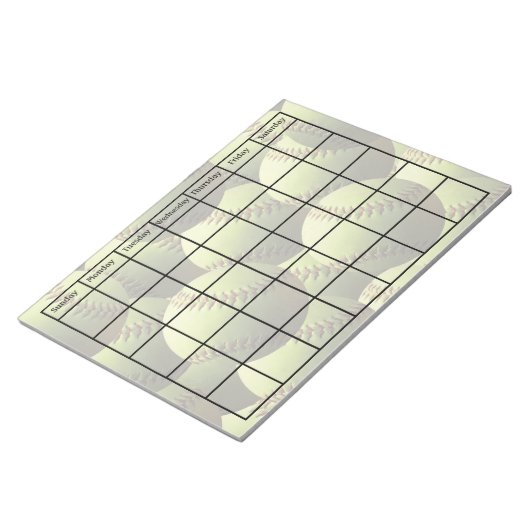 Gele Softball Multiball Calendar Blank Notitieblok (Schuin)