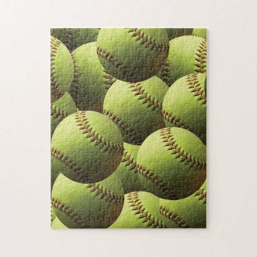 Gele Softball Multiple Balls Layered Legpuzzel (Verticaal)
