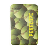 Gele Softball-naam in gele tekst Badmat (Voorkant Verticaal)