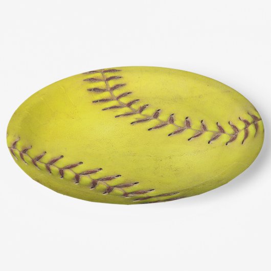 Gele Softball Papieren Bordje (Gekanteld)
