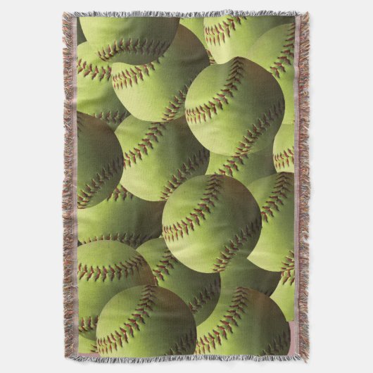 Gele Softball Pattered Deken (Voorkant Verticaal)