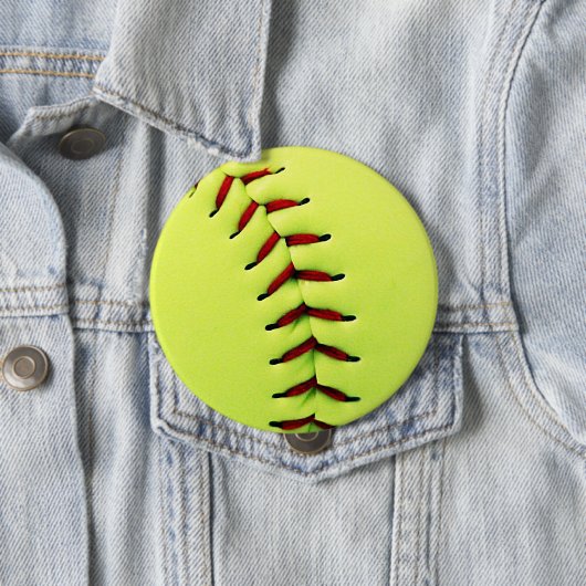 Gele softball ronde button 4,0 cm (In situ)