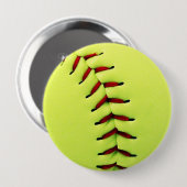 Gele softball ronde button 4,0 cm (Voorkant /achterkant)