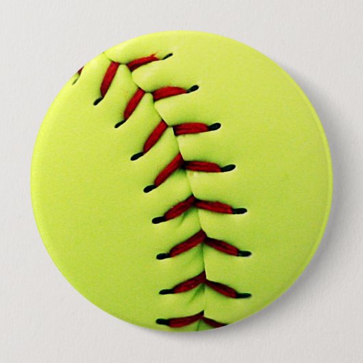 Gele softball ronde button 4,0 cm (Voorkant)