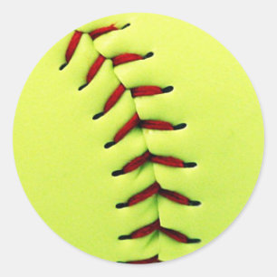 Gele softball ronde sticker