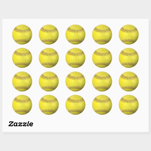 Gele Softball Ronde Sticker (Vel)
