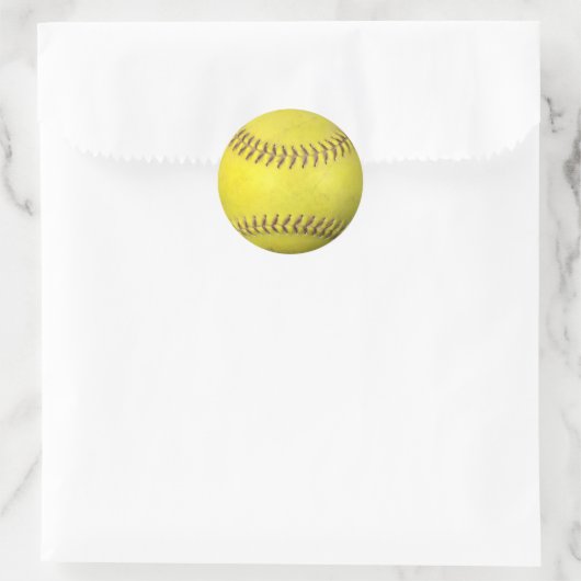 Gele Softball Ronde Sticker (Tas)